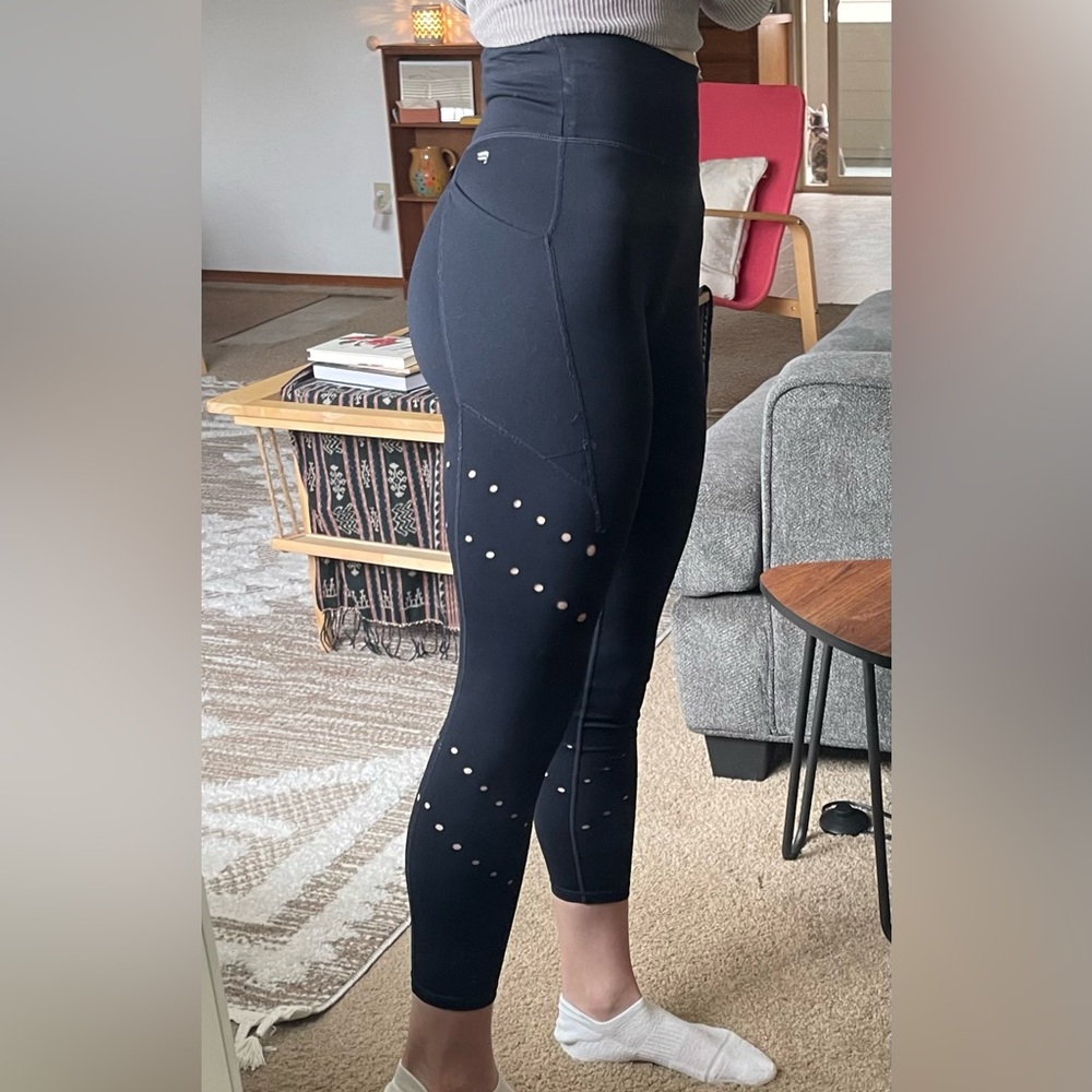 Fabletics 7/8 Black Laser Cut Motion365 Yoga Pants
